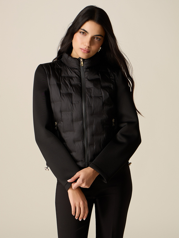 Lightweight puffer jacket with scuba sleeves