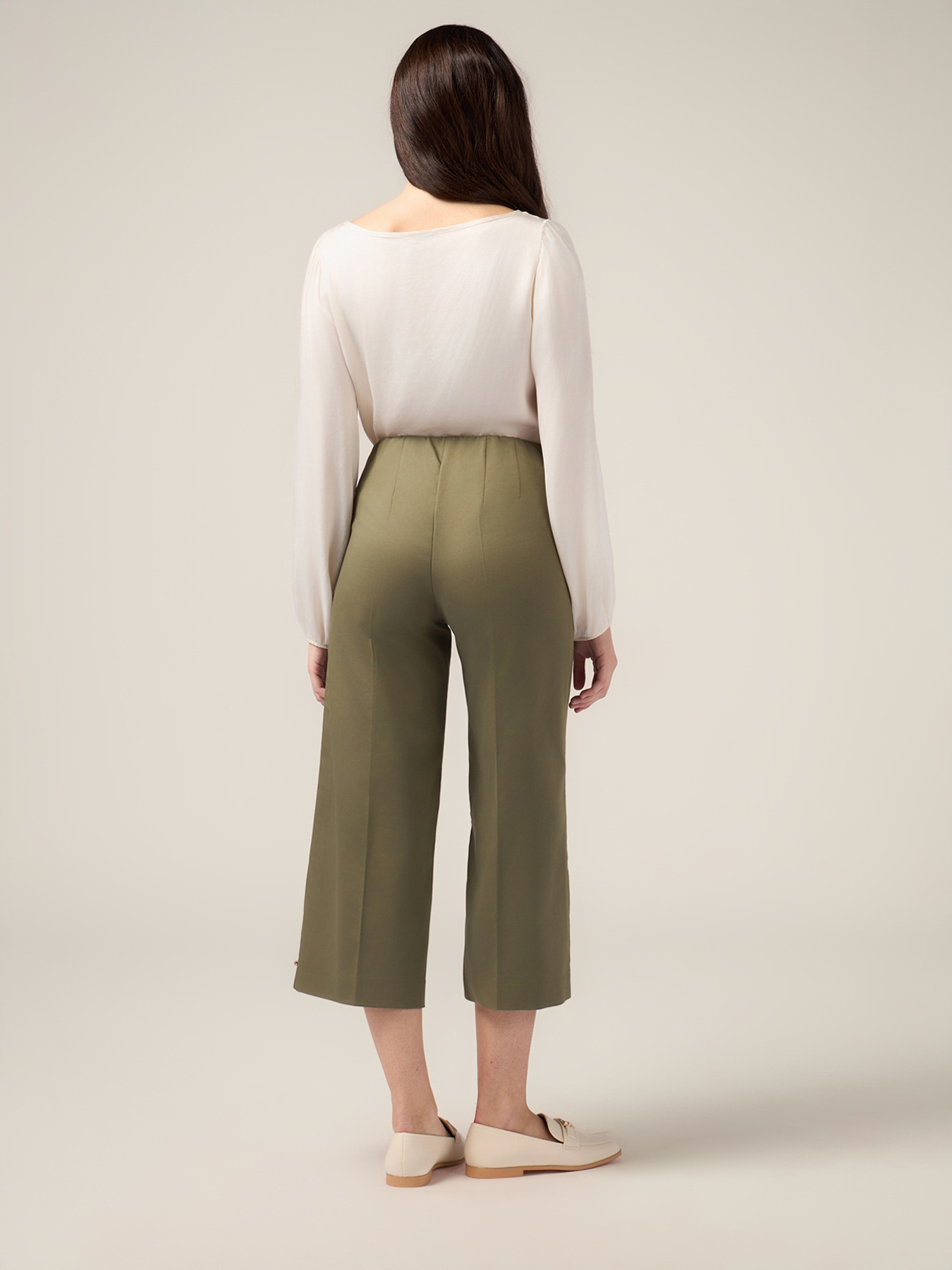 Cotton blend cropped palazzo pants image number 1