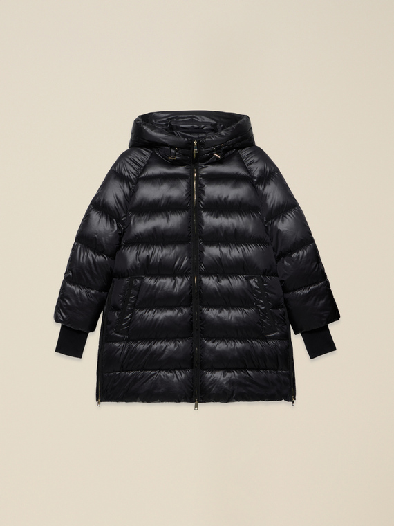 Midi down jacket with hood