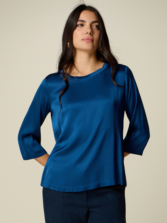 Stretch viscose satin blouse
