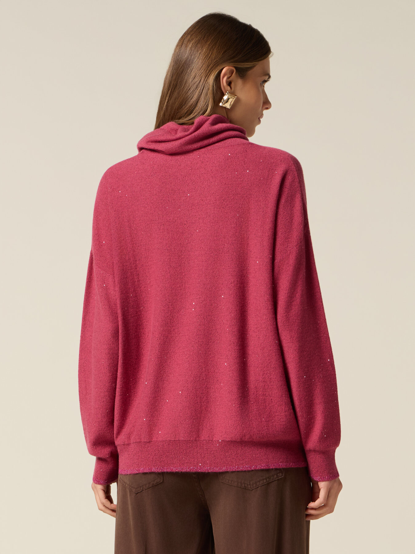 Mixed cashmere turtleneck with sequins image number 1