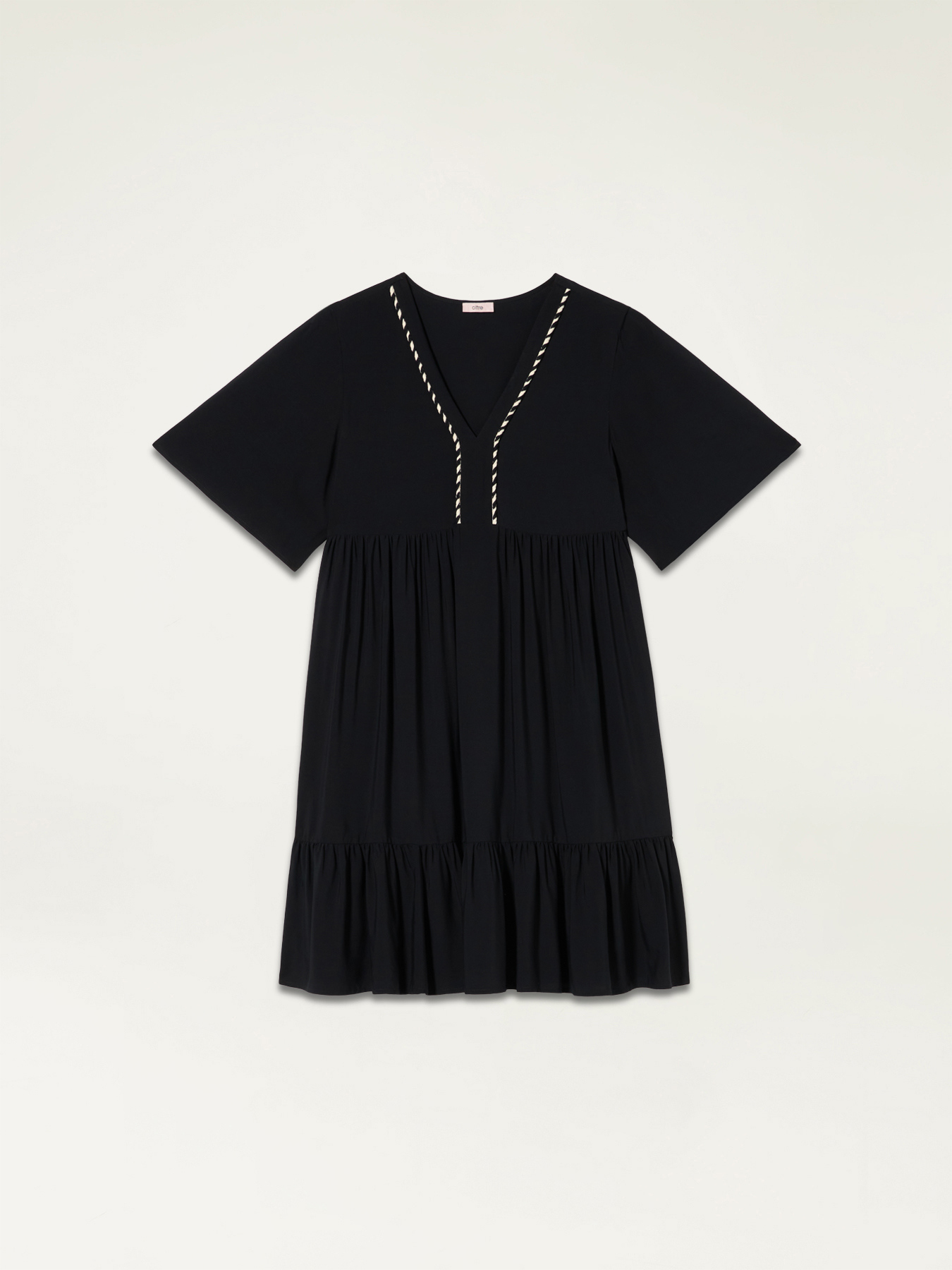 Flared dress with two-colour trim image number 4