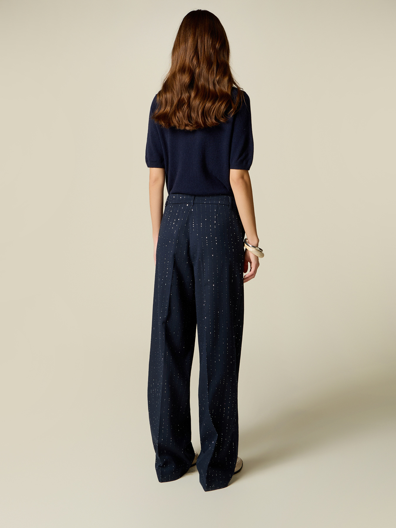 Palazzo trousers in flannel with micro crystals image number 1
