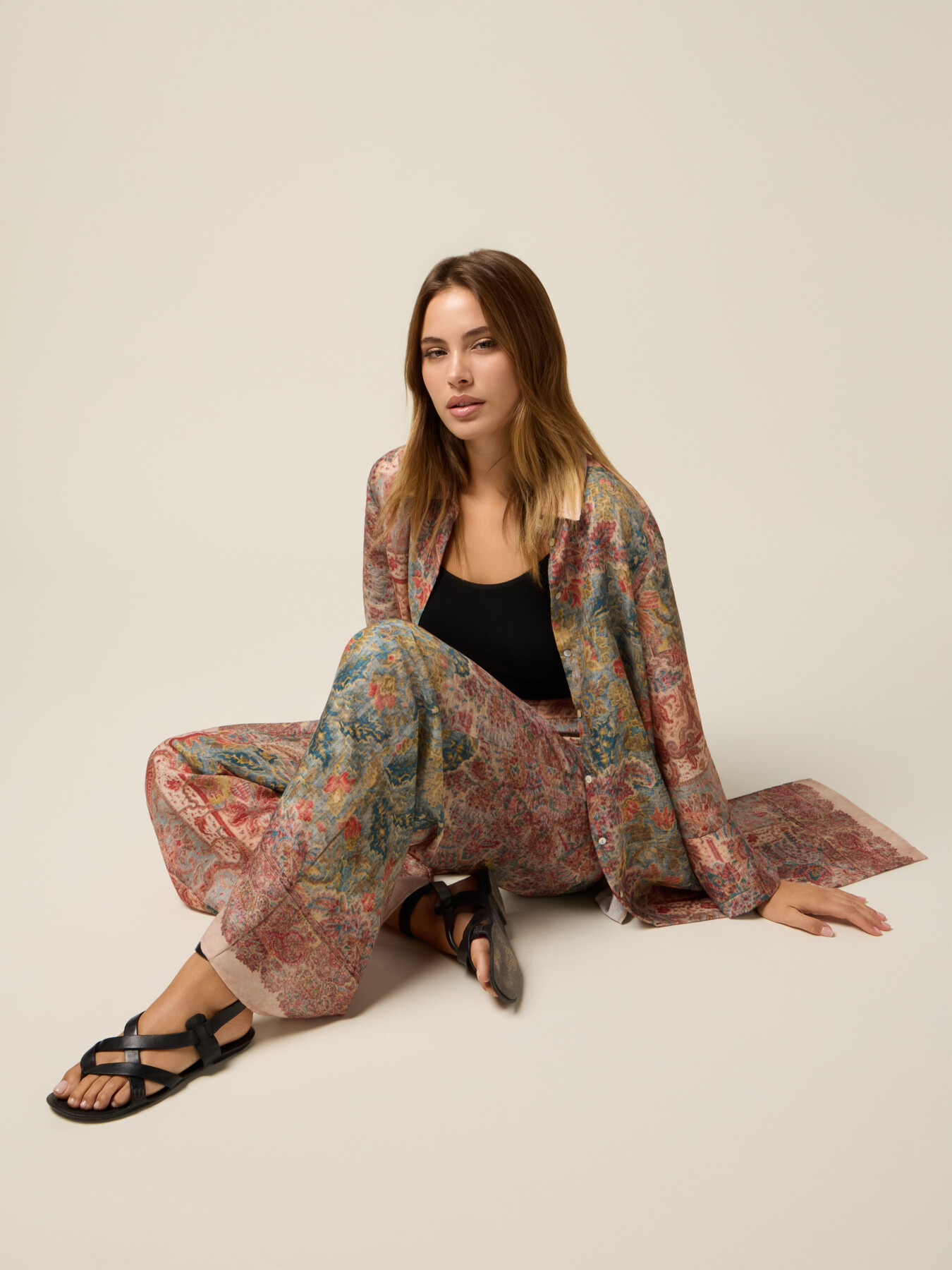 Palazzo pants in satin image number 0