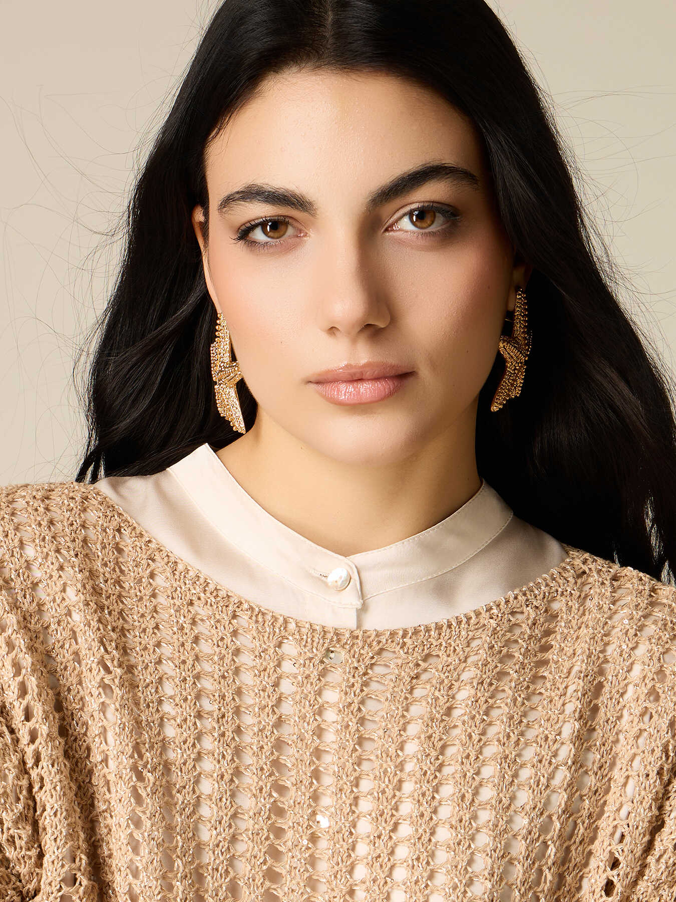 Pull ajour&eacute; en m&eacute;lange de coton image number 2