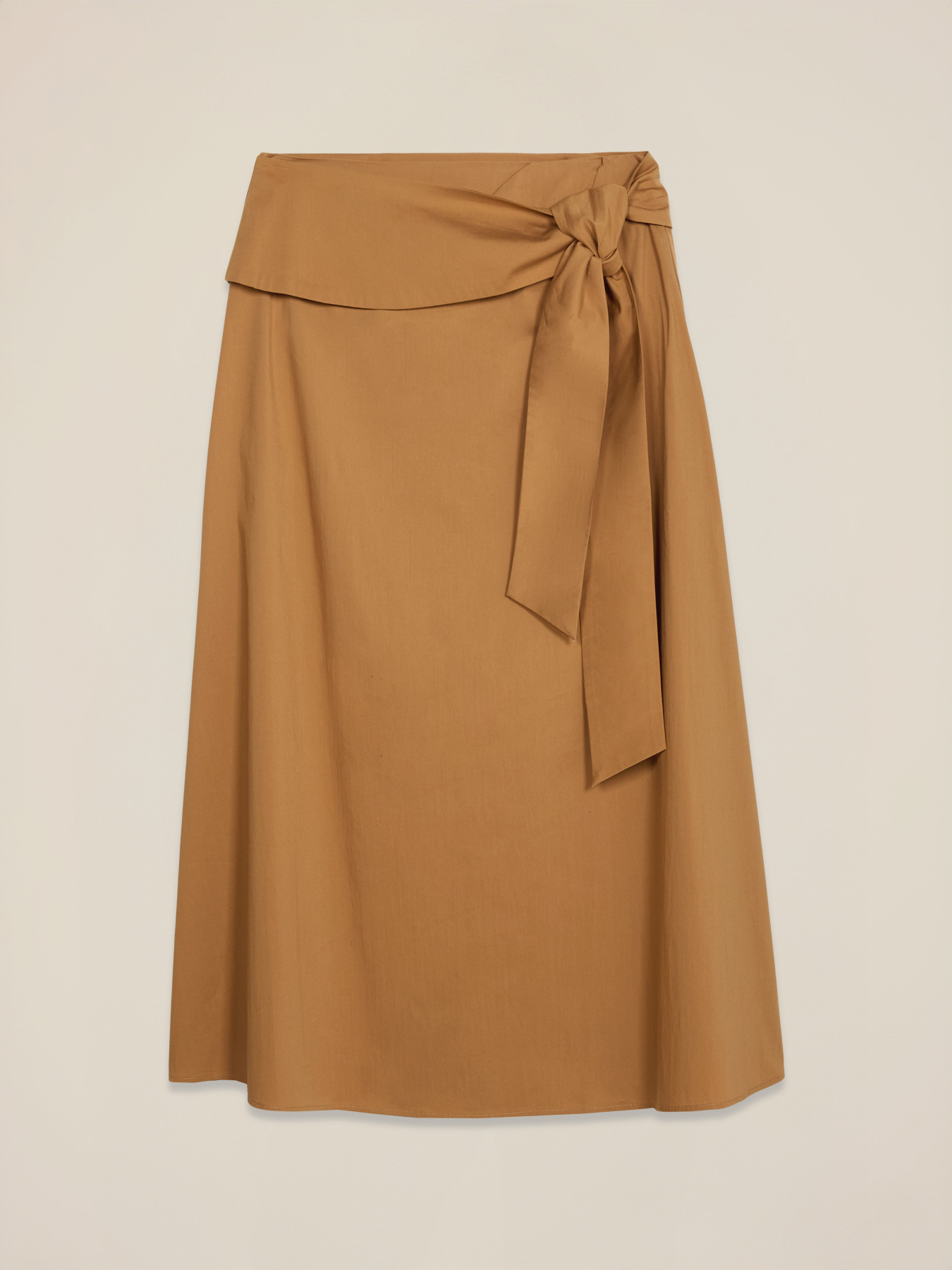 Midi poplin skirt with sash image number 4