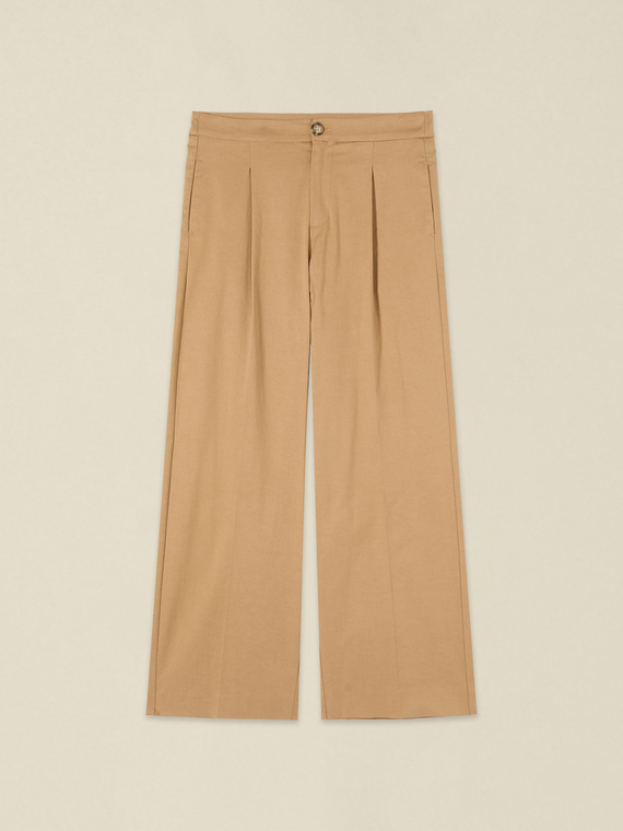 Pantaloni cropped din amestec de lyocell