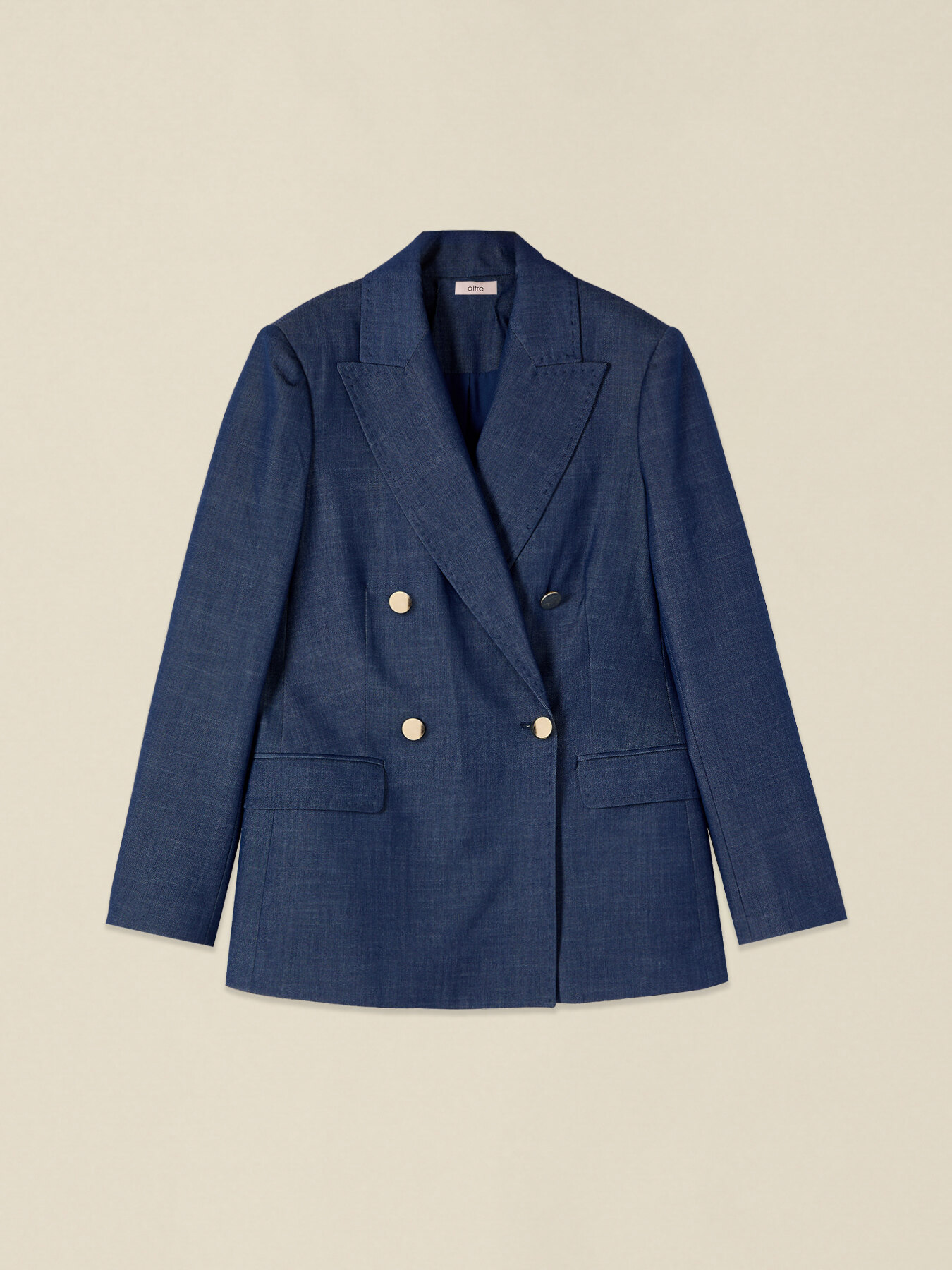 Double-breasted denim-effect blazer image number 3