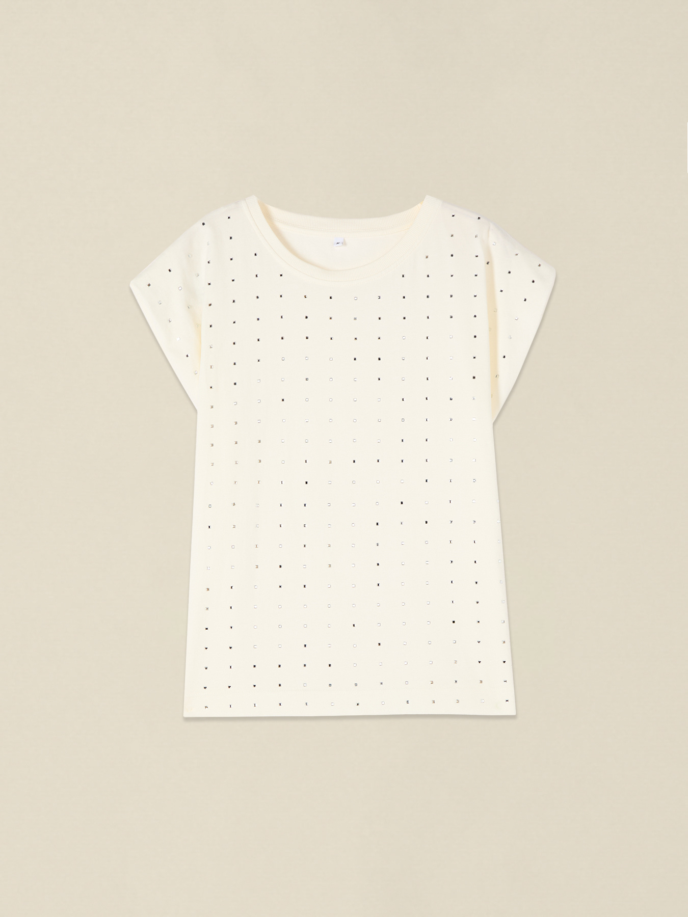 Tricou din bumbac cu cristale image number 3