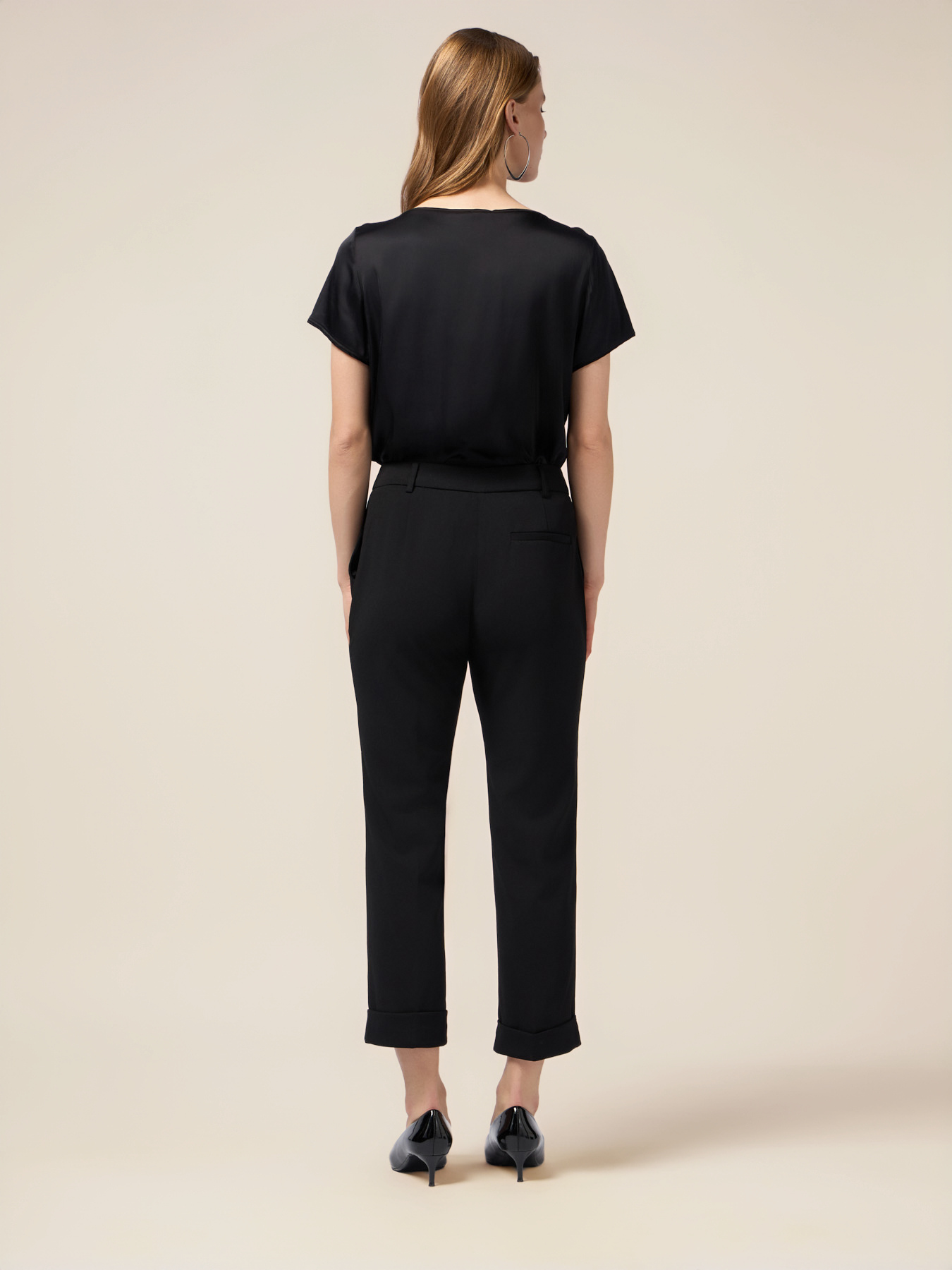 Regular pants in scuba crepe fabric image number 1