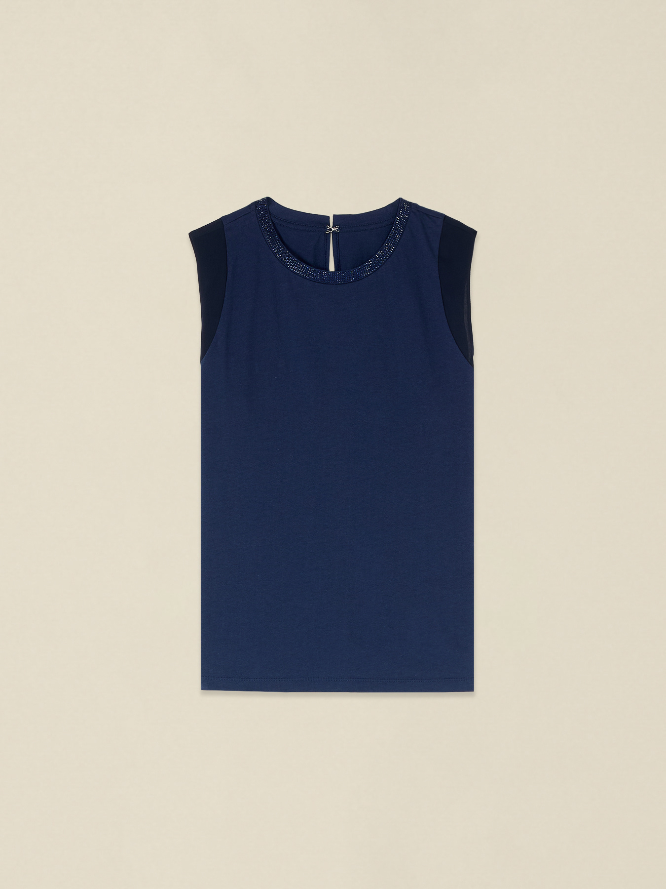 Jersey-Top mit Kristallen image number 3
