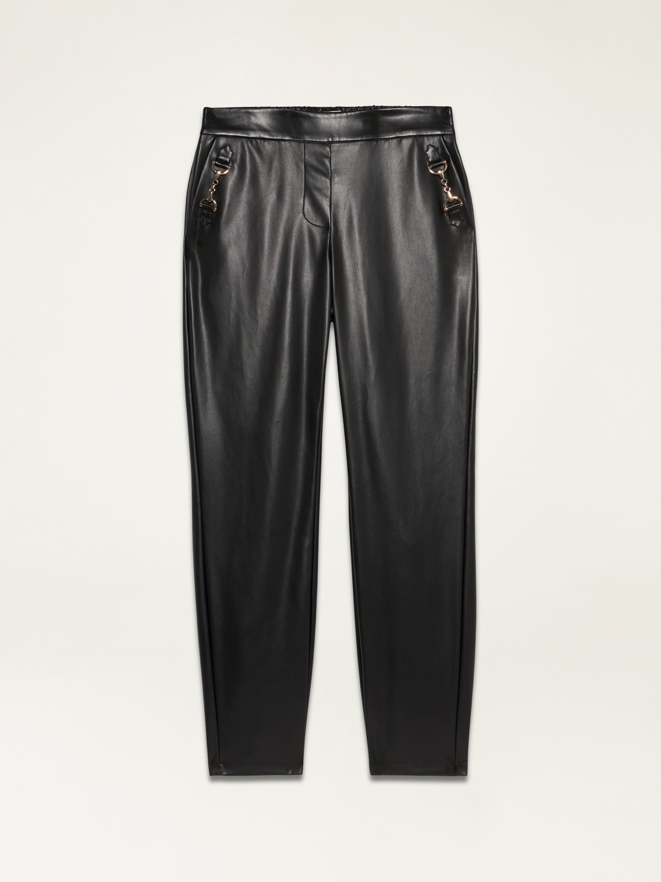 Pantalon jogger effet cuir avec d&eacute;tail cha&icirc;nes image number 4