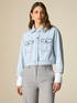 Cropped denim trucker jacket with crystals image number 0