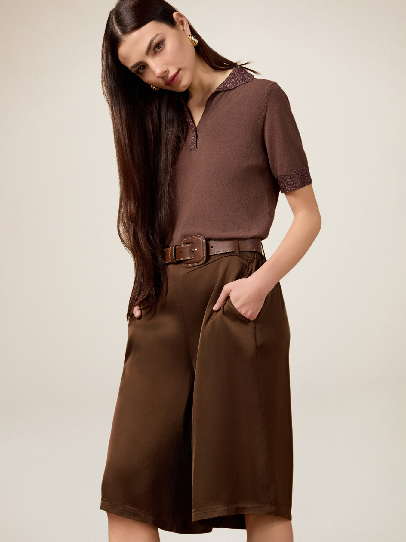 Polo avec bordures en lurex image number 4