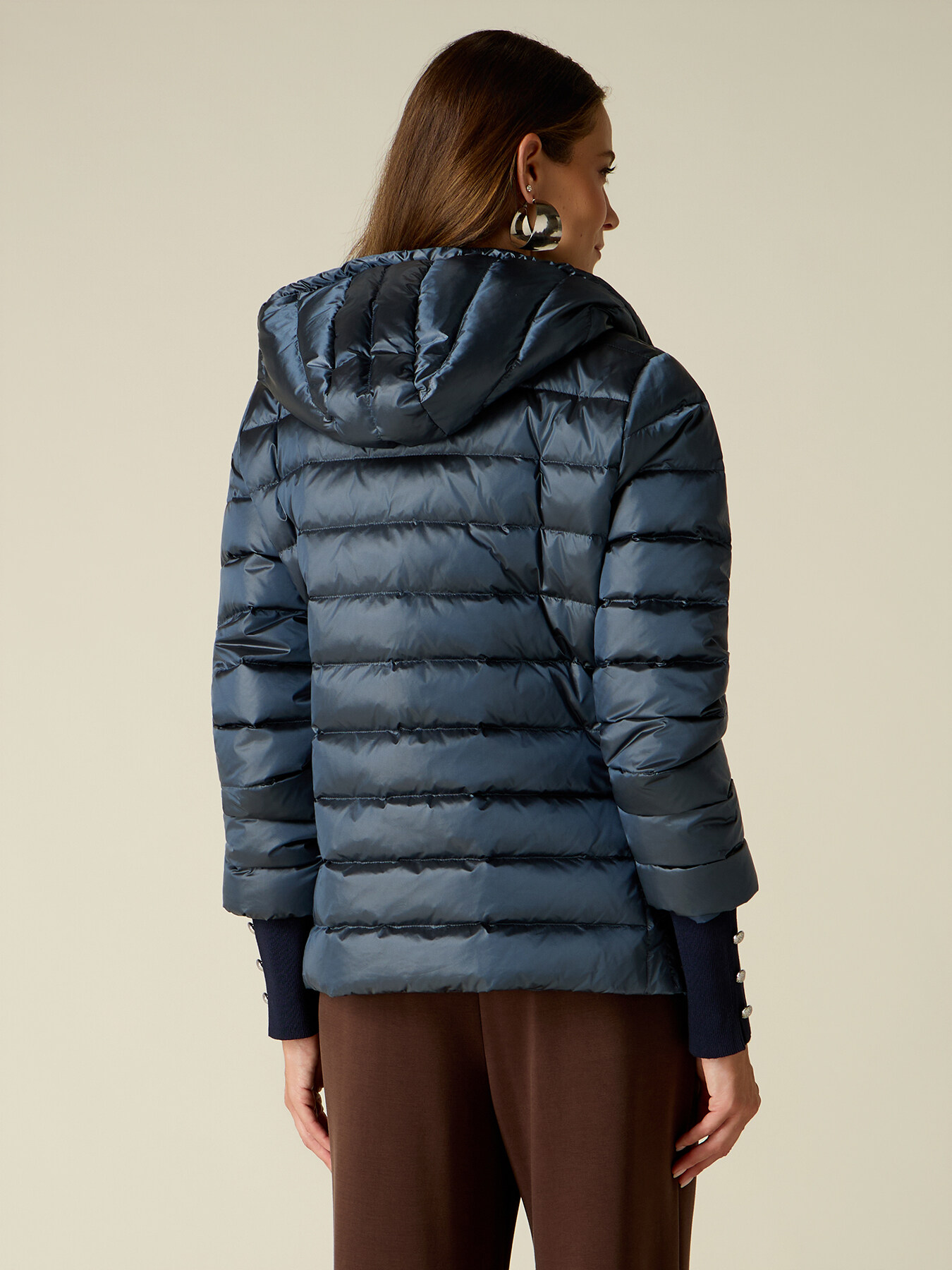 Lightweight hooded down jacket image number 1