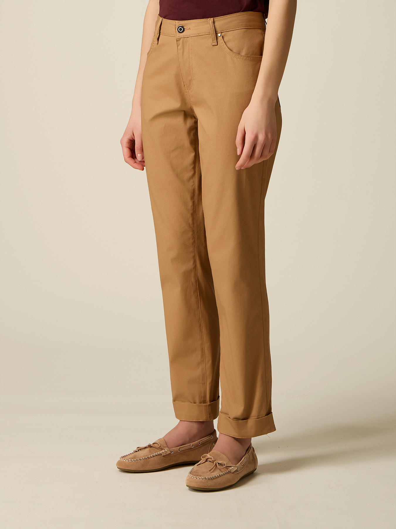 Chinos en gabardine m&eacute;lang&eacute;e coton image number 3