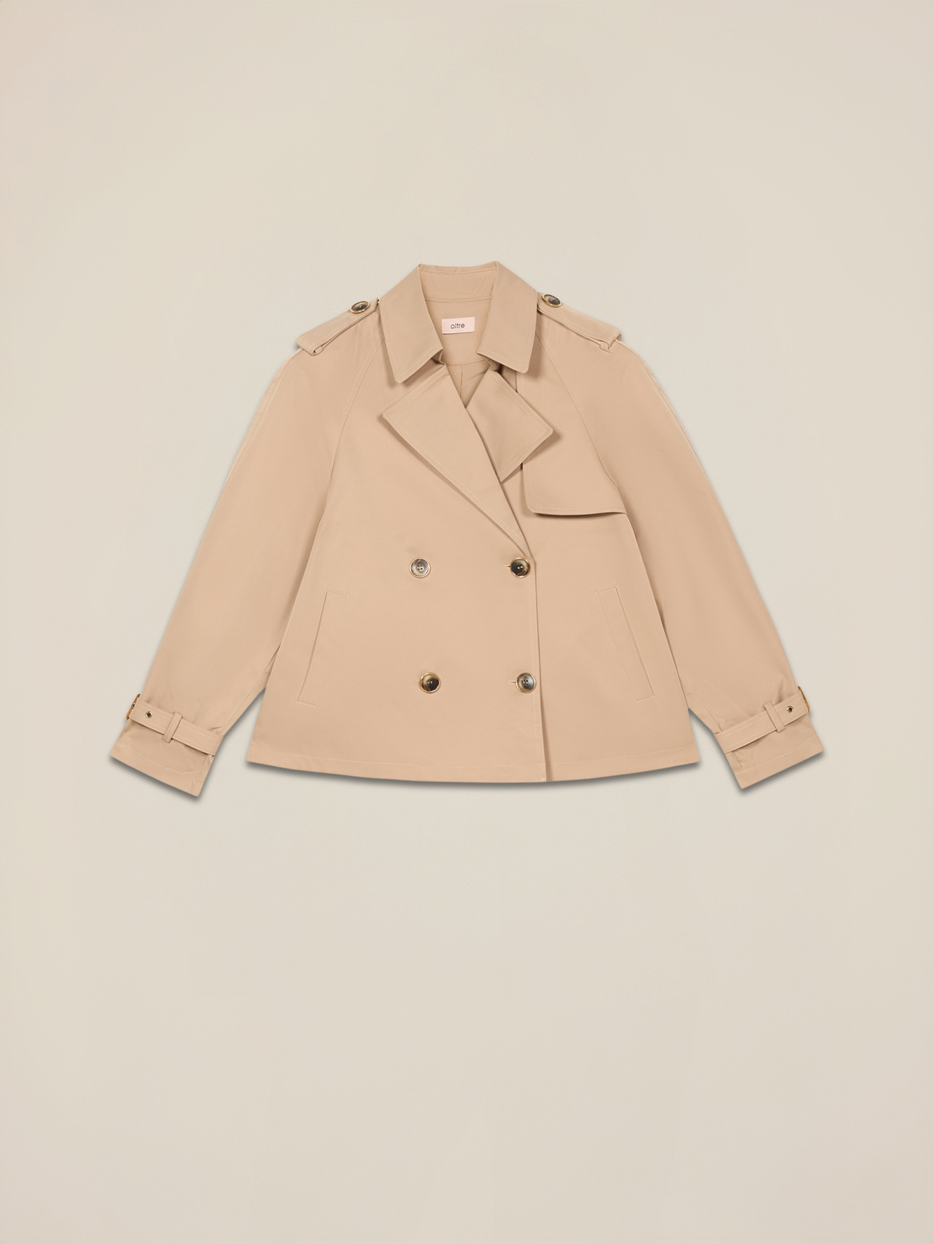 Short double-breasted trench coat image number 3