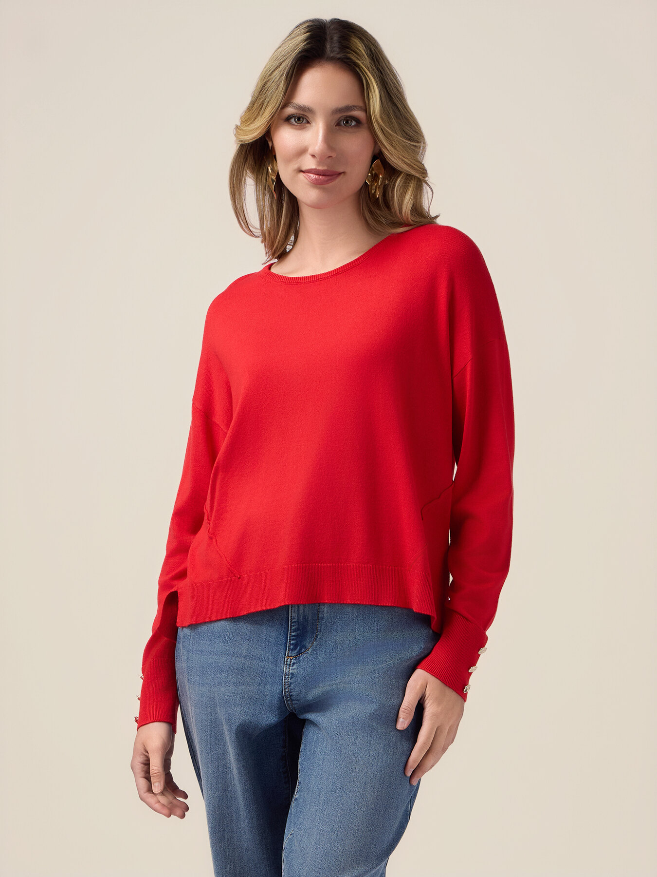 Boxy-Pullover mit Kn&ouml;pfen am &Auml;rmelabschluss image number 0