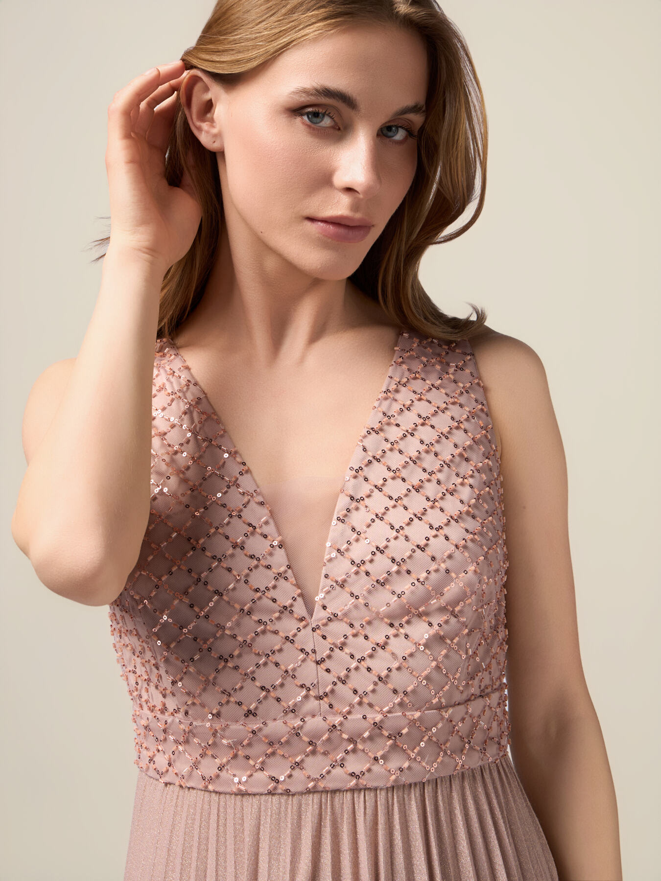 Vestito lungo con corpino ricamato image number 2