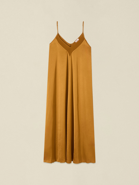 Long dress in viscose satin