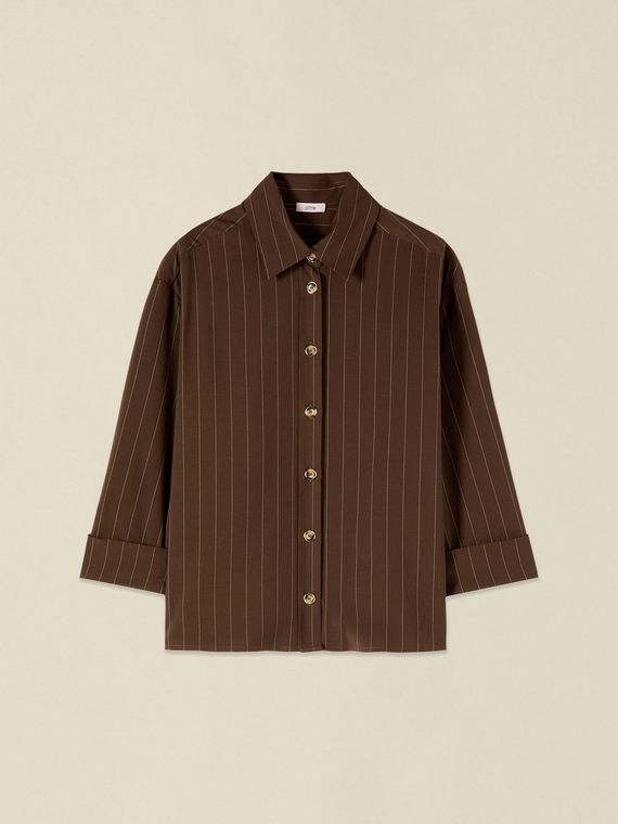 Camisa de rayas finas mezcla de lino