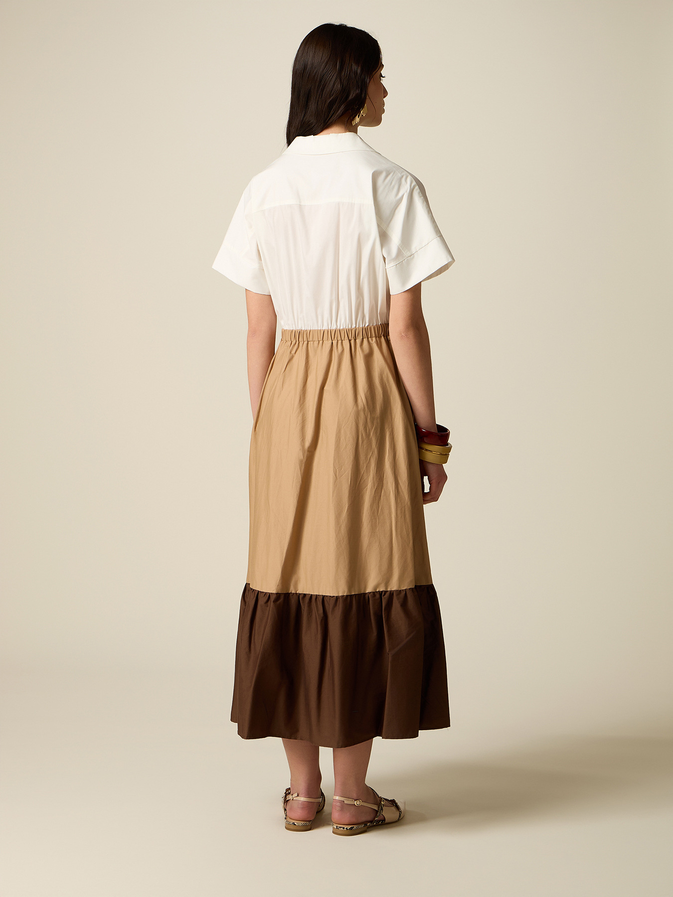 Long color block dress image number 1