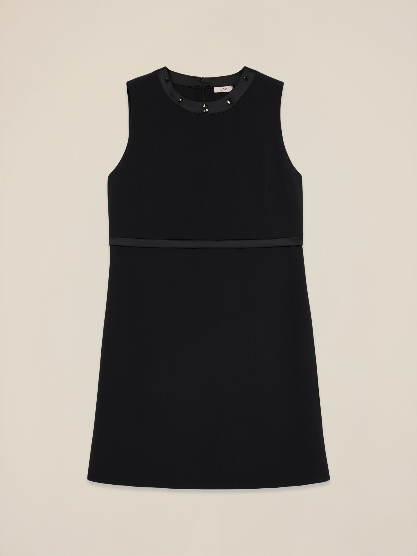 Sheath dress in enver satin with jewel detail image number 4