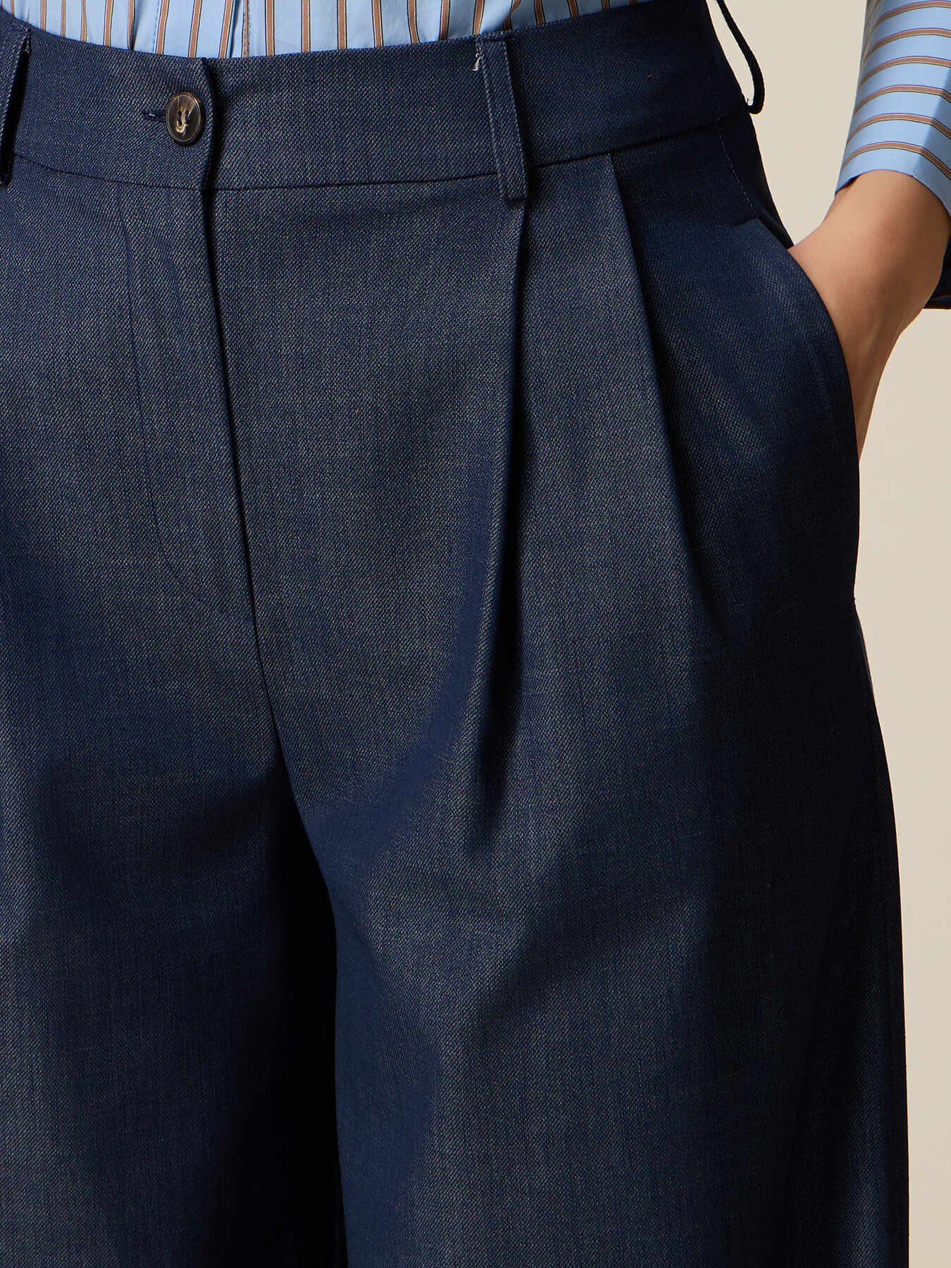 Wide-leg palazzo pants with denim effect image number 2