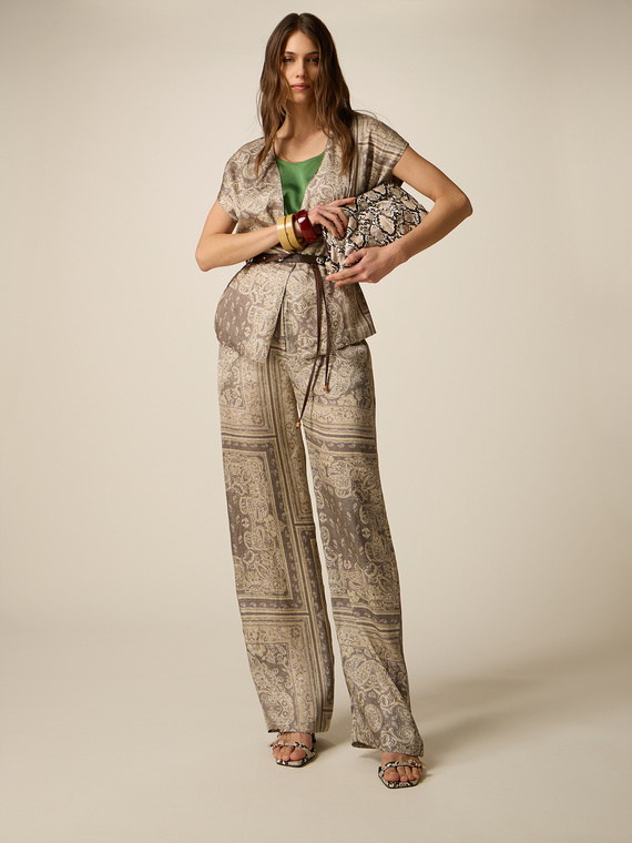 Pantalon palazzo en satin fantaisie