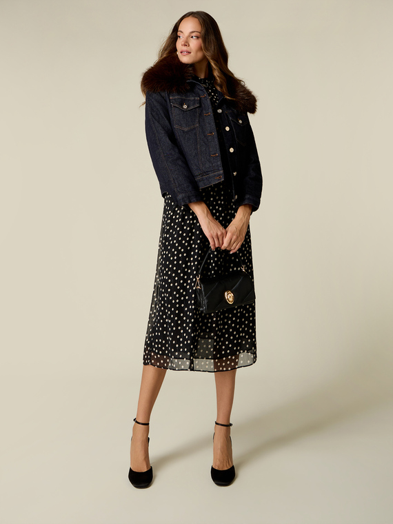 Polka dot midi shirt dress