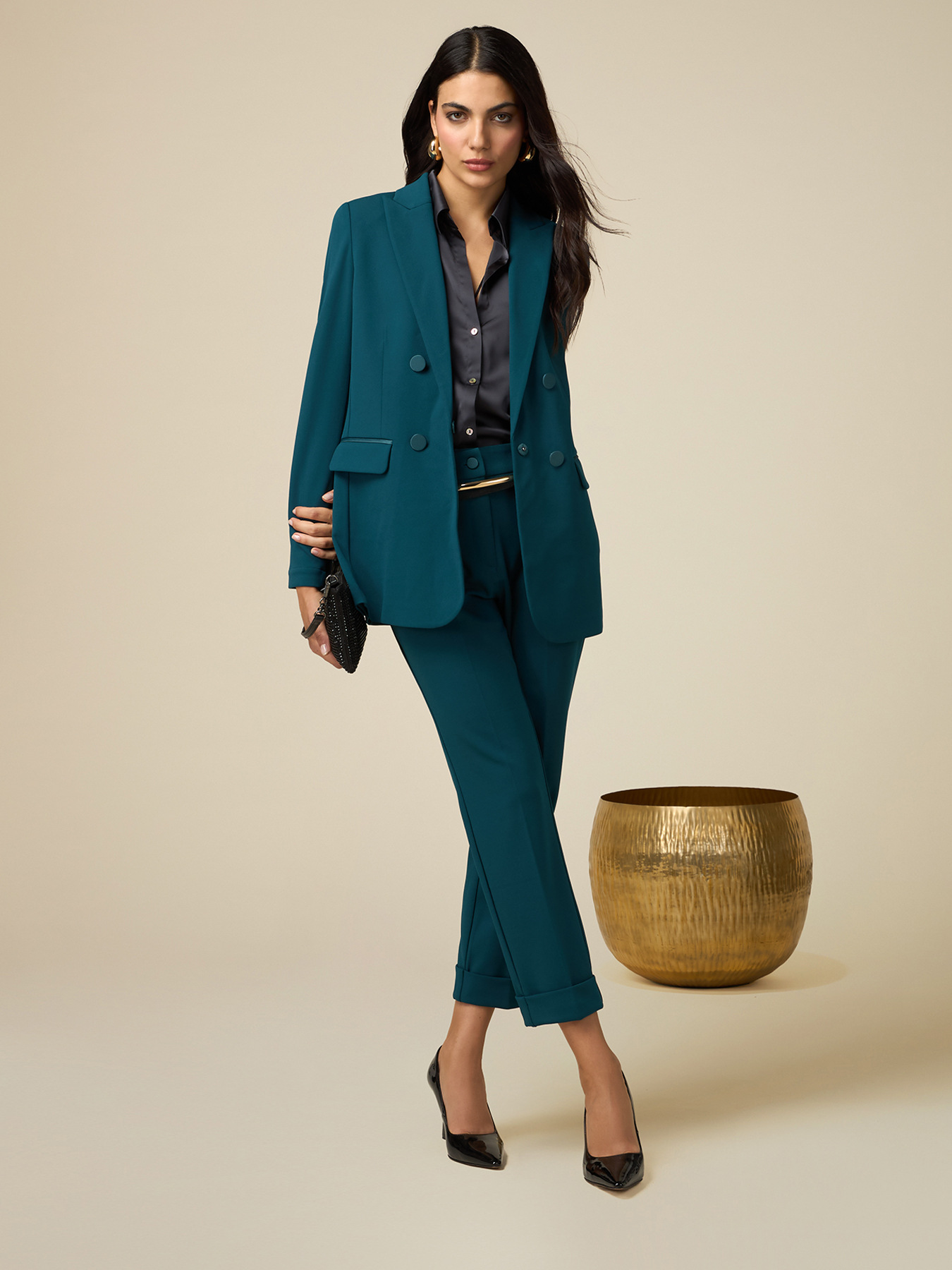 Pantaloni in tessuto scuba cr&ecirc;pe image number 0