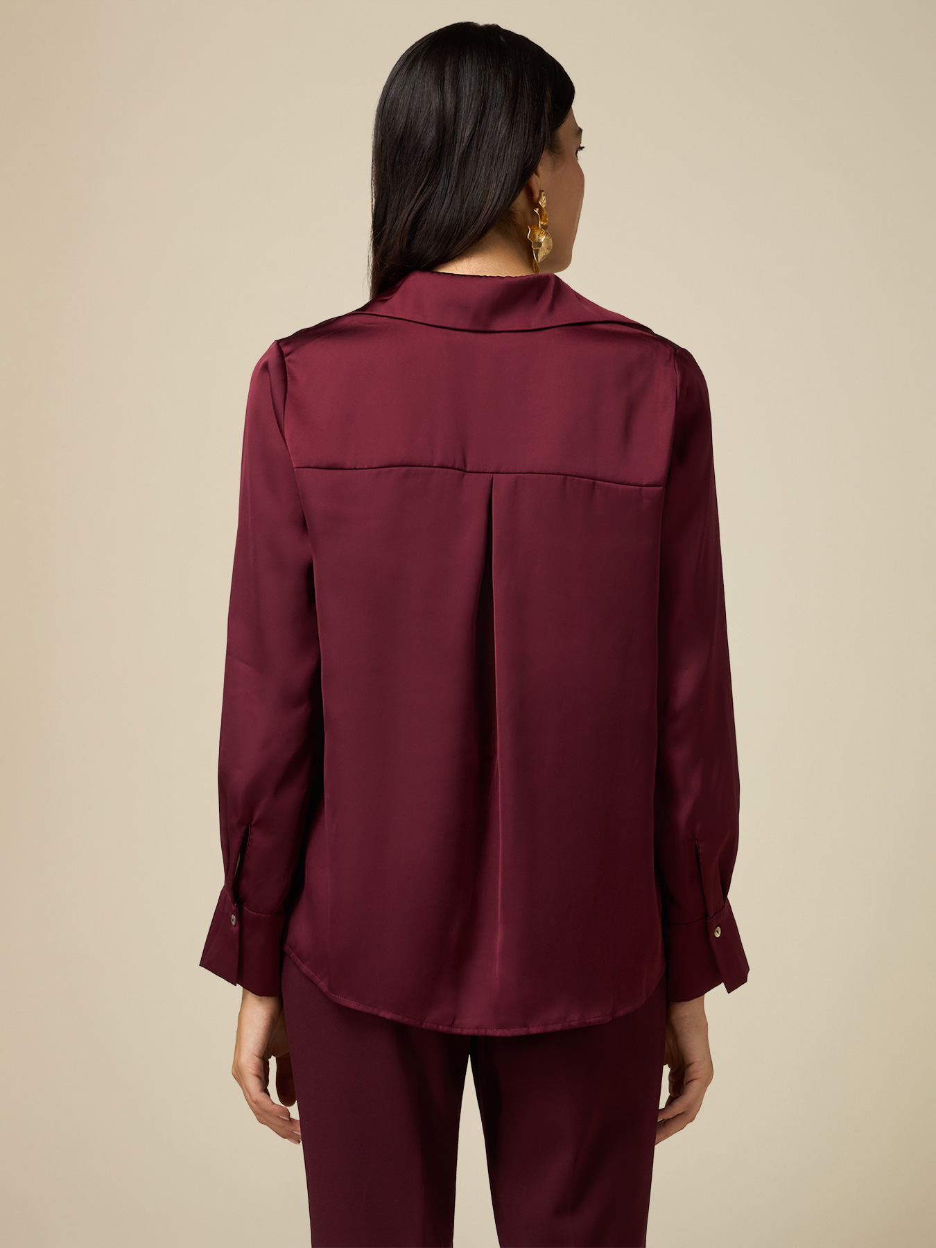 Solid color satin shirt image number 1