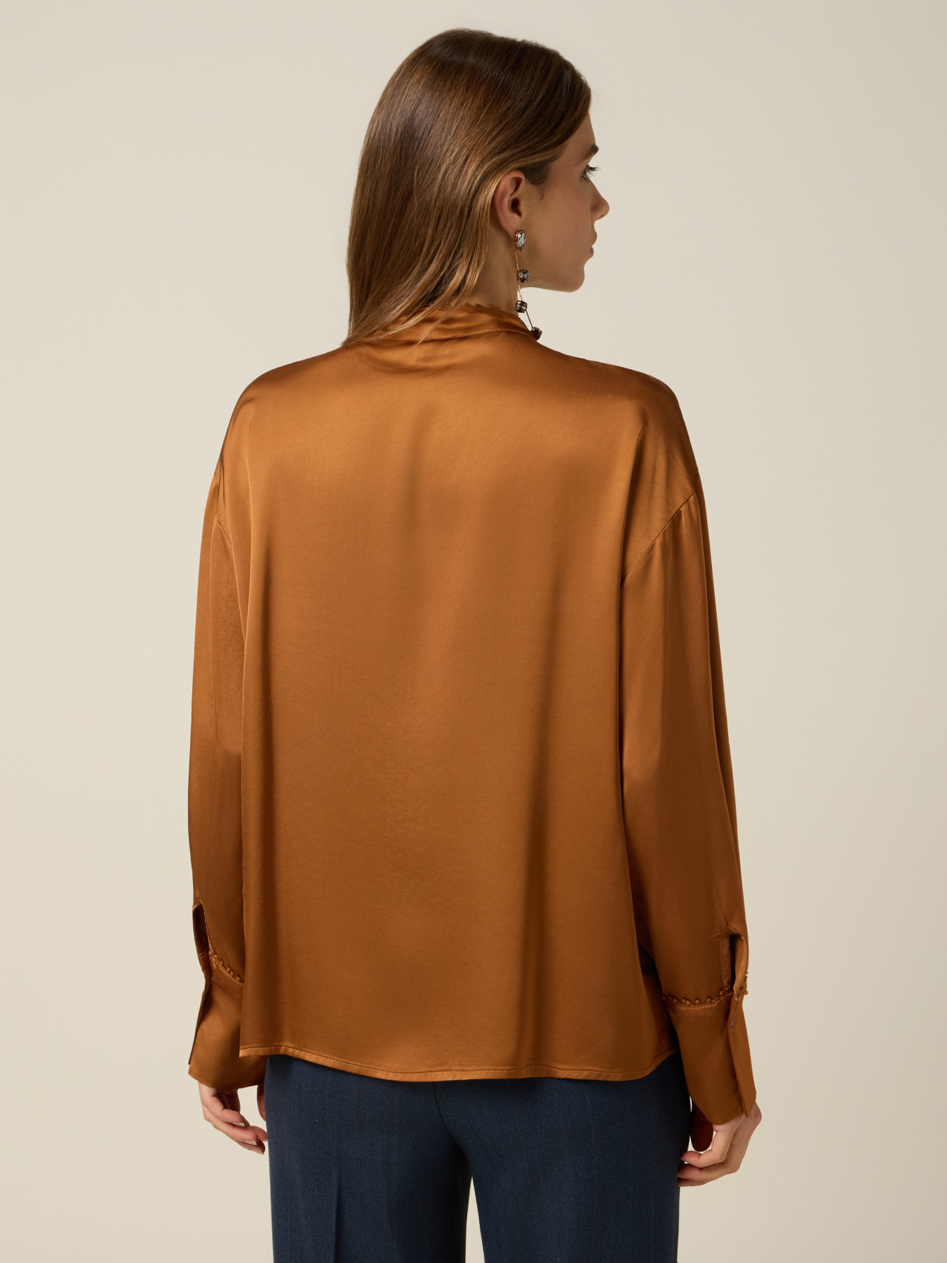 Satin shirt with decorated trims image number 1