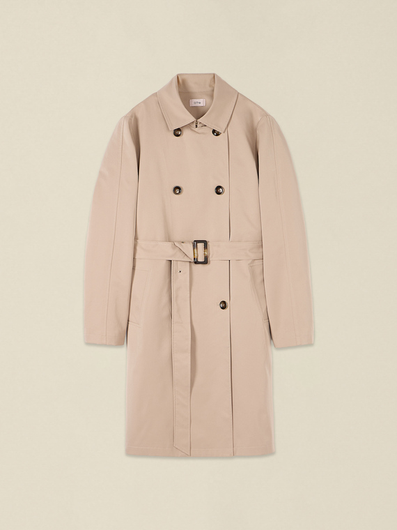 Double-breasted trench coat with belt