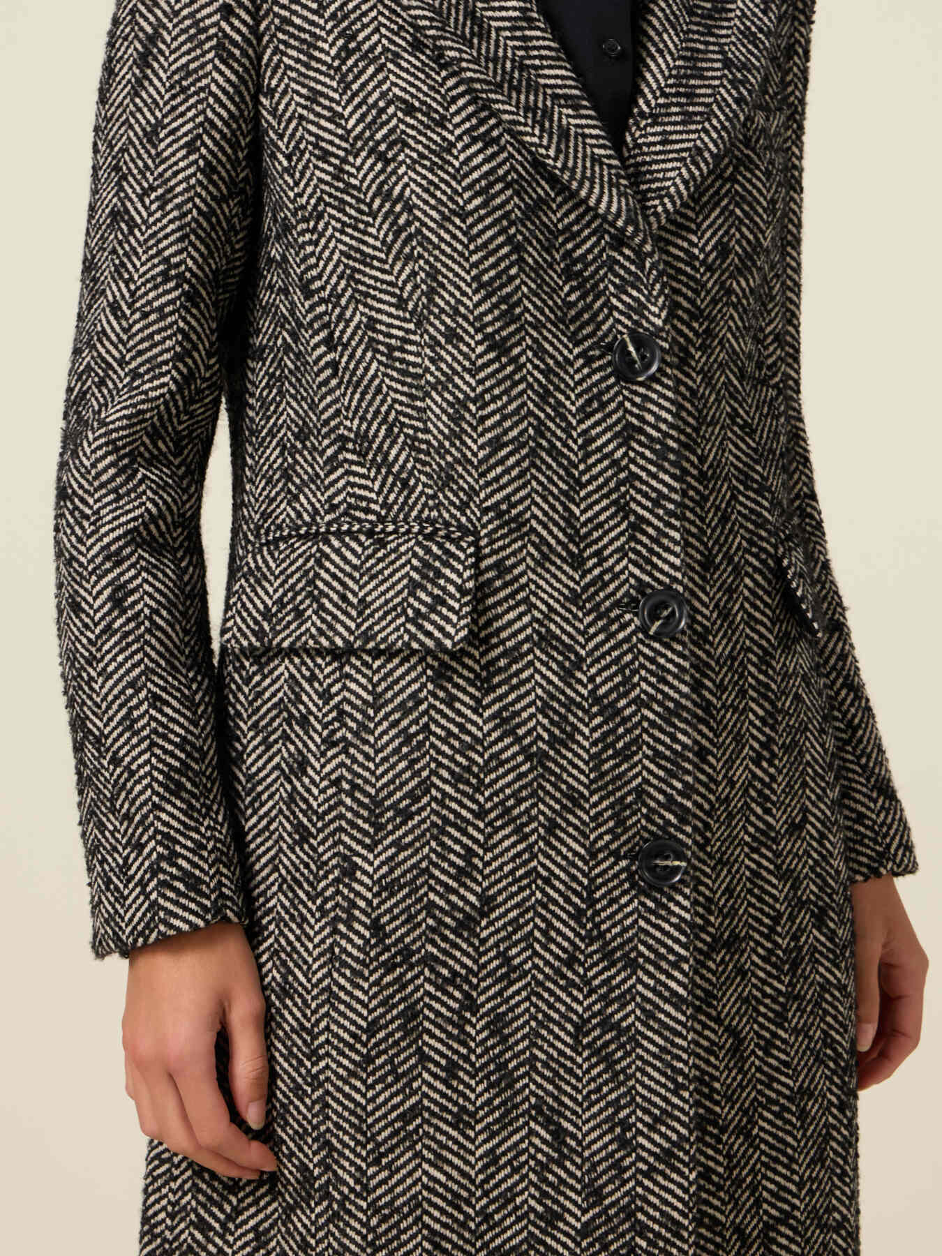 Long herringbone coat image number 3