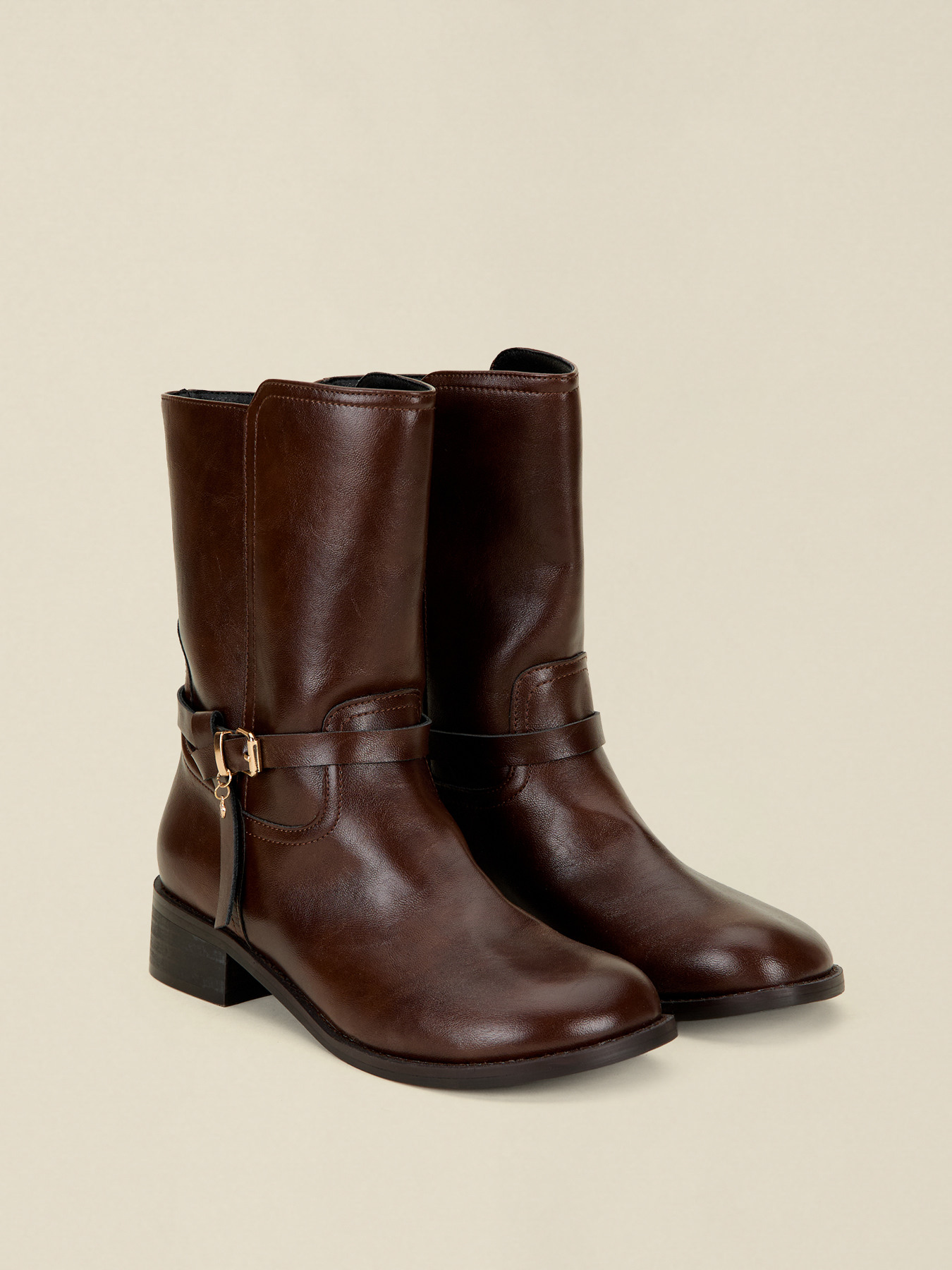 Biker boots with strap and metal buckle image number 2