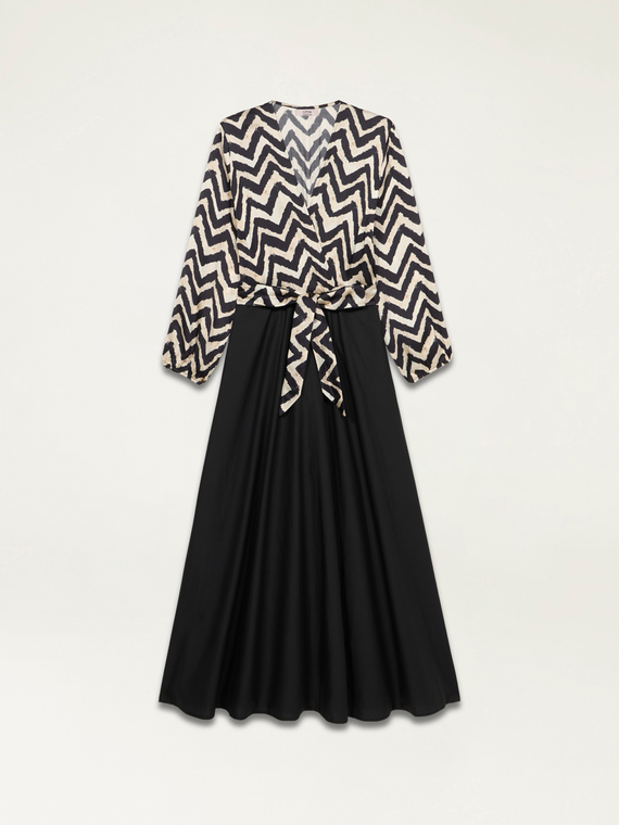 Long dress with patterned part