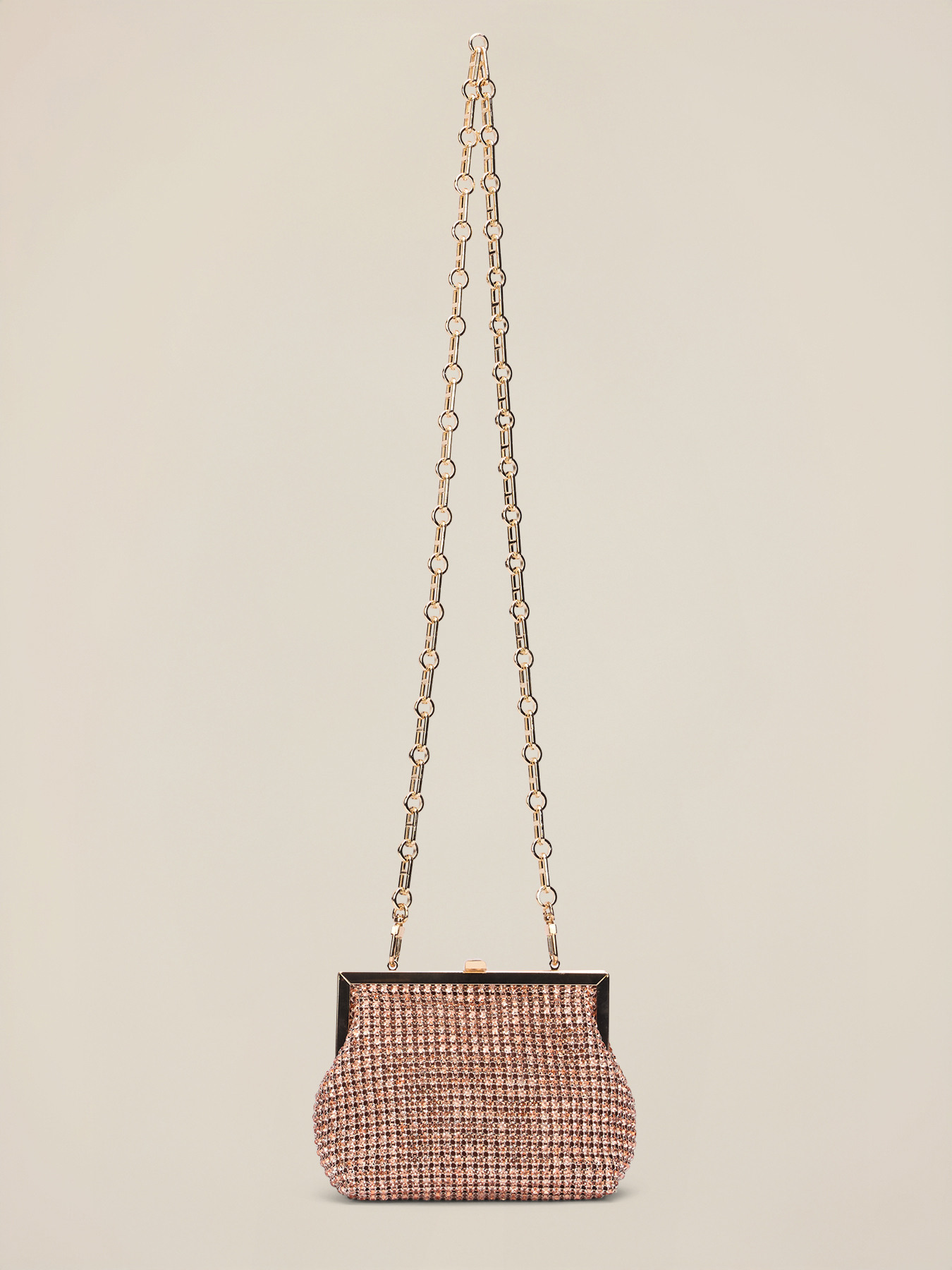 Clutch con cristalli e chiusura a scatto image number 1