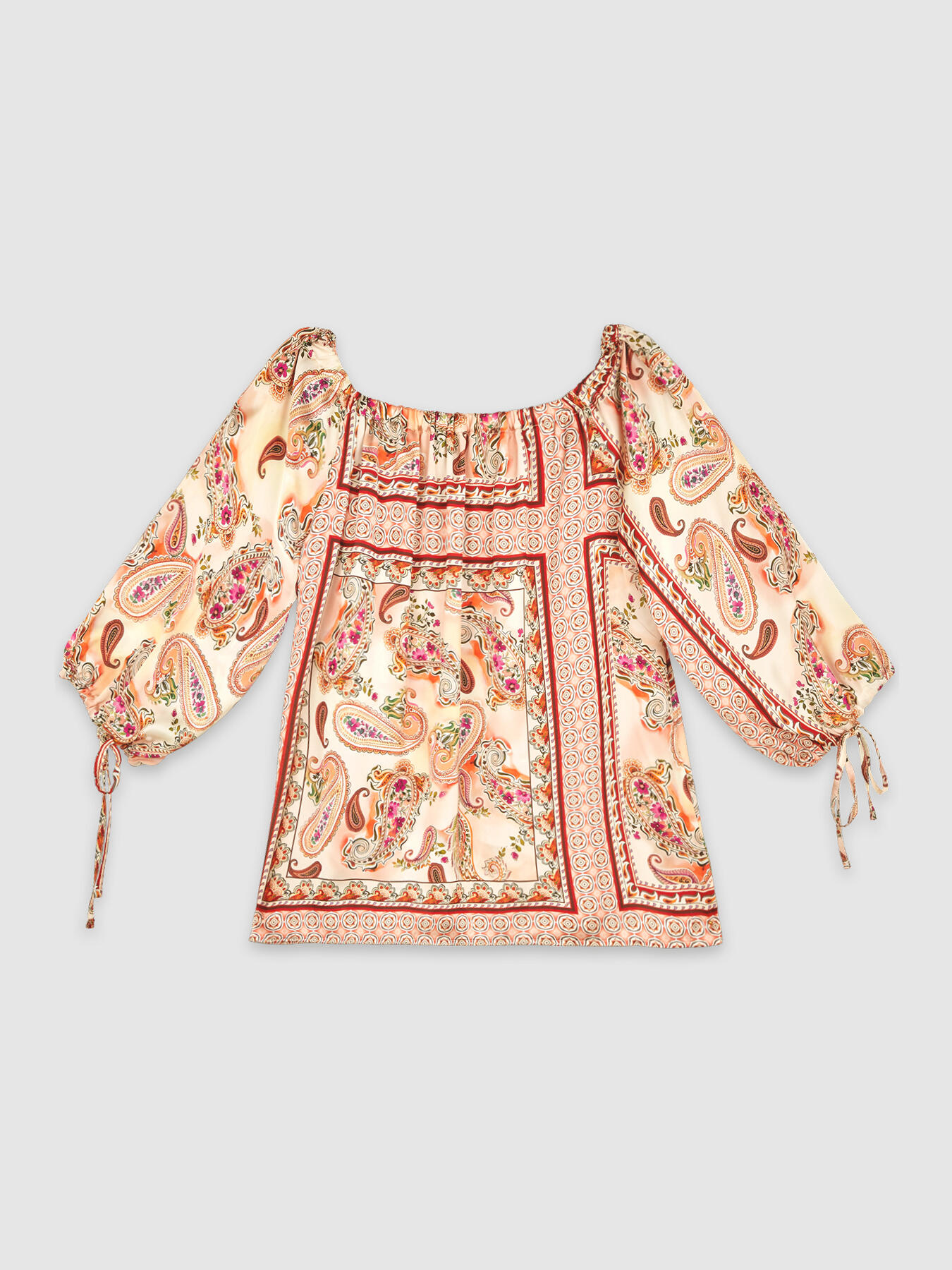 Schulterfreie, gemusterte Bluse image number 3