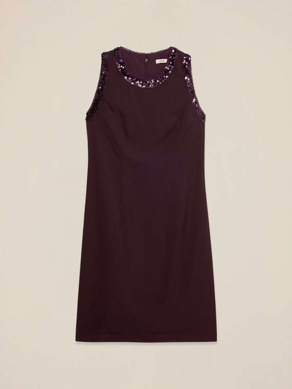 Sheath dress with sequin trim