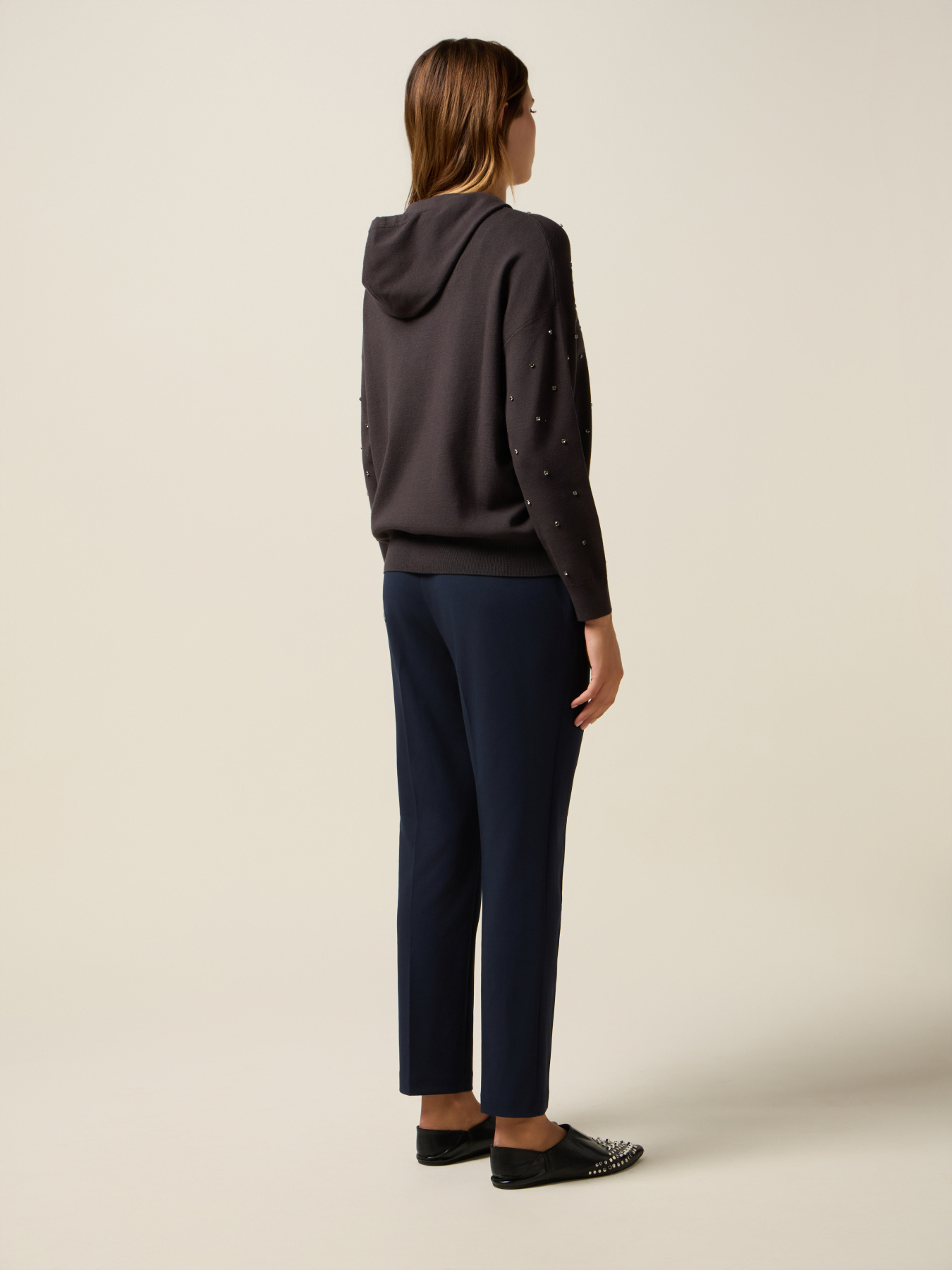 Hooded cardigan with patch pockets image number 1