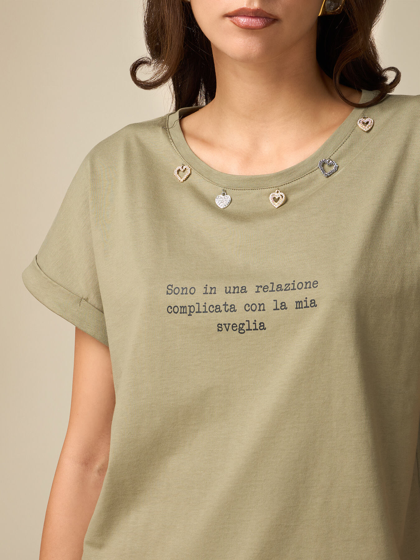 T-shirt inscription avec breloques image number 2
