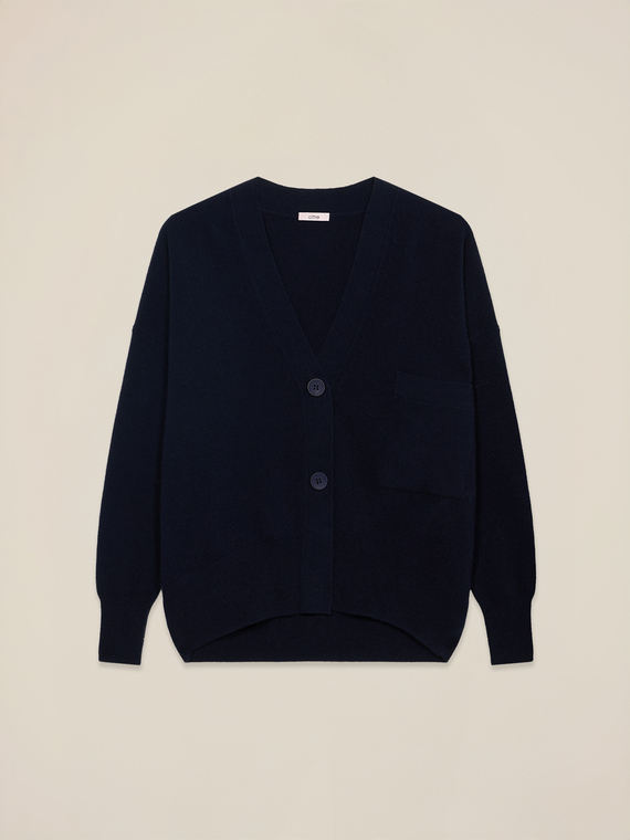 Pure wool cardigan with V-neck