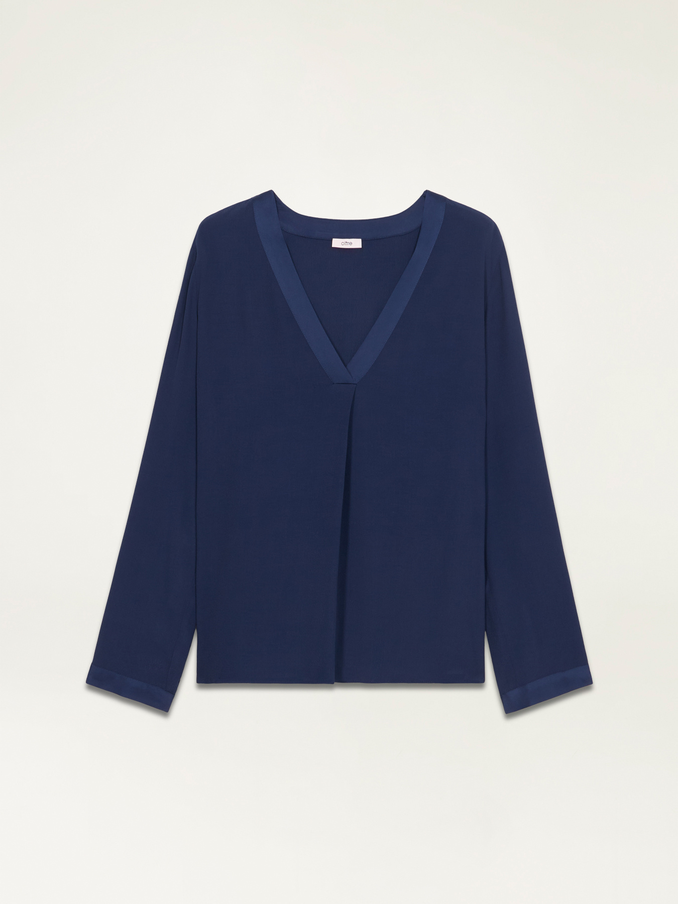 Blusa maniche lunghe con profili in raso image number 3
