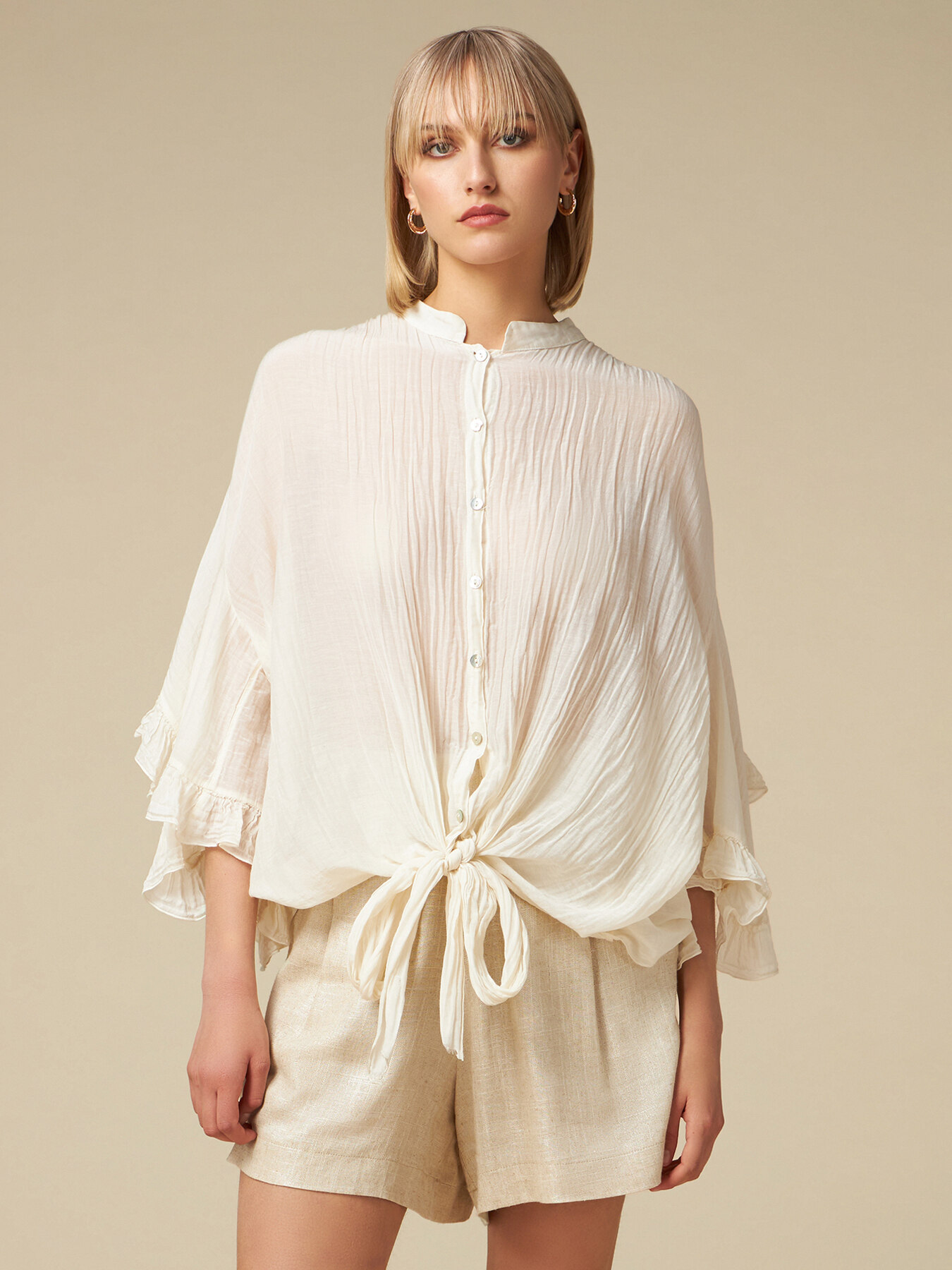 Camicia in voile di cotone con nodo image number 3