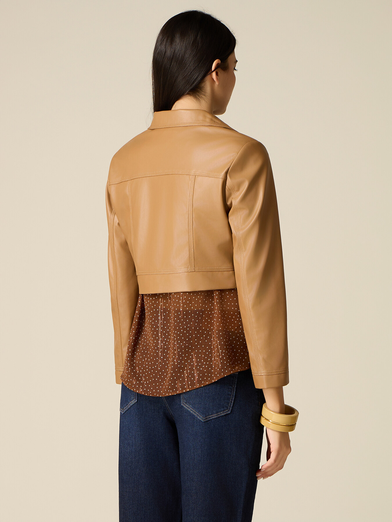 Cropped jacket in coated fabric image number 1