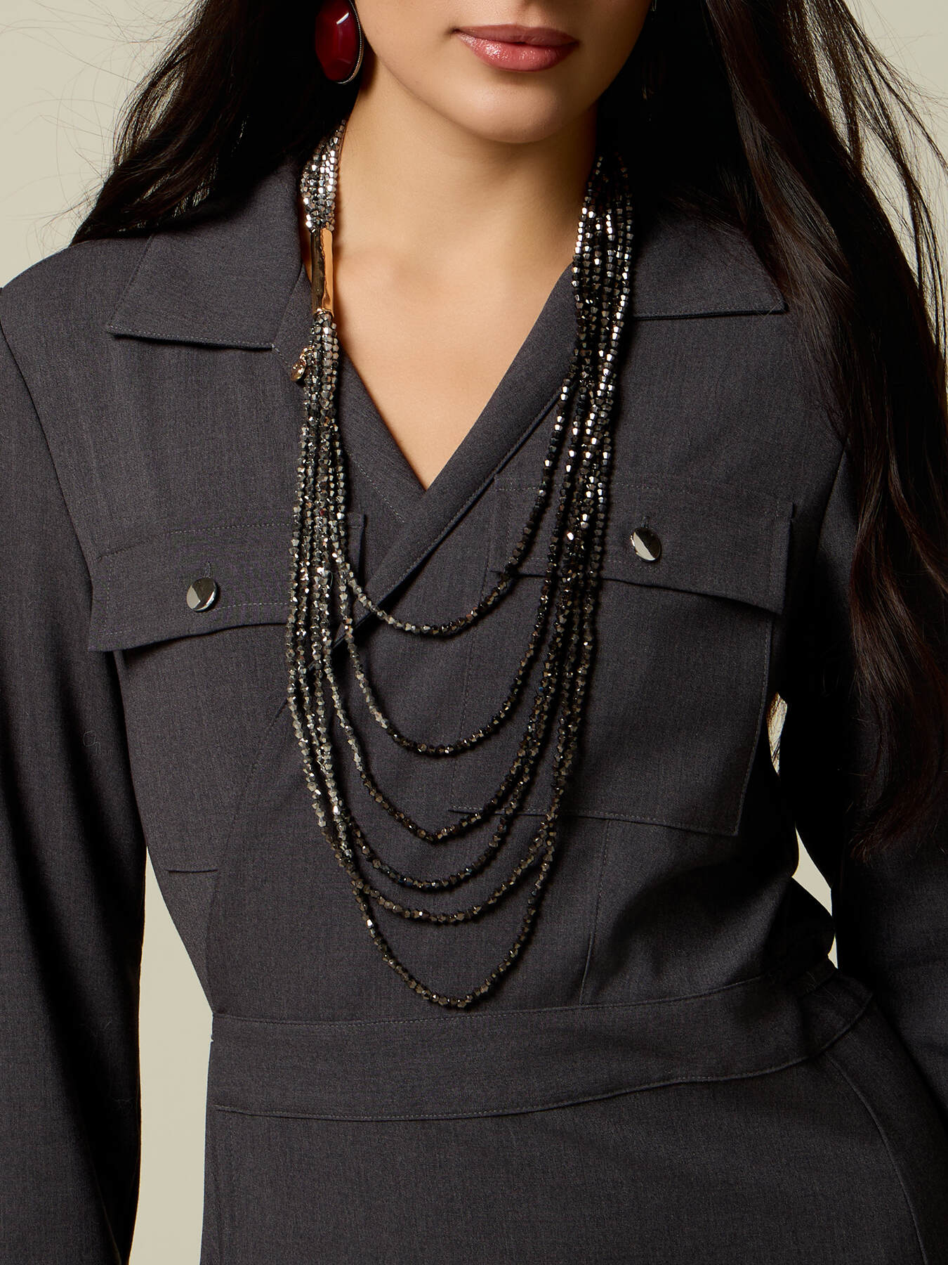 Multi-strand necklace with faceted beads image number 0