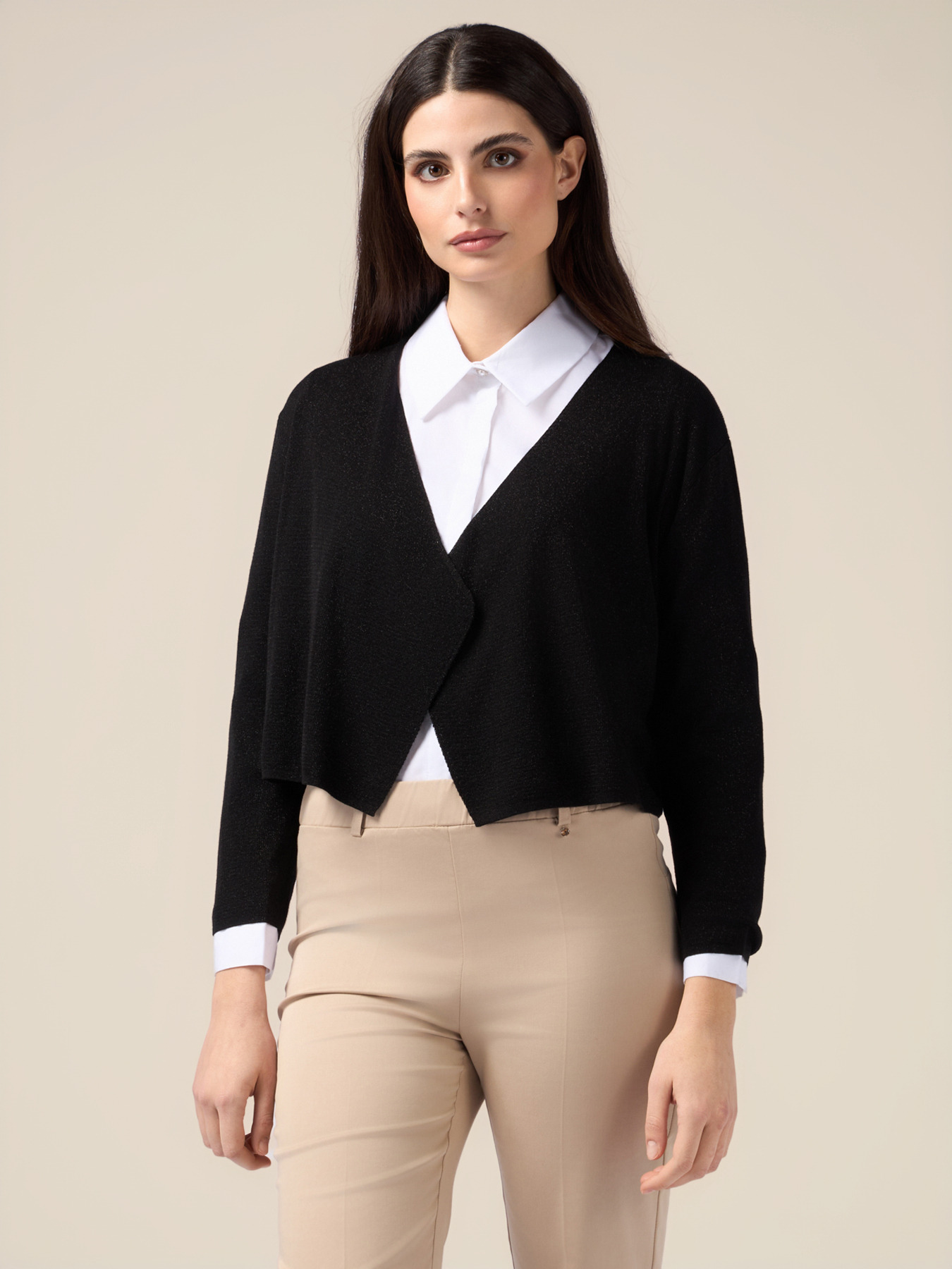 Cardigan scurt din lurex image number 0