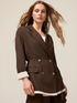 Blazer crois&eacute; en satin avec ceinture image number 0