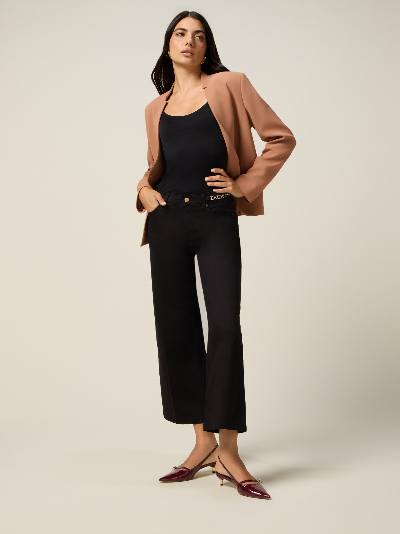 Kick flare pants with chain detail image number 0